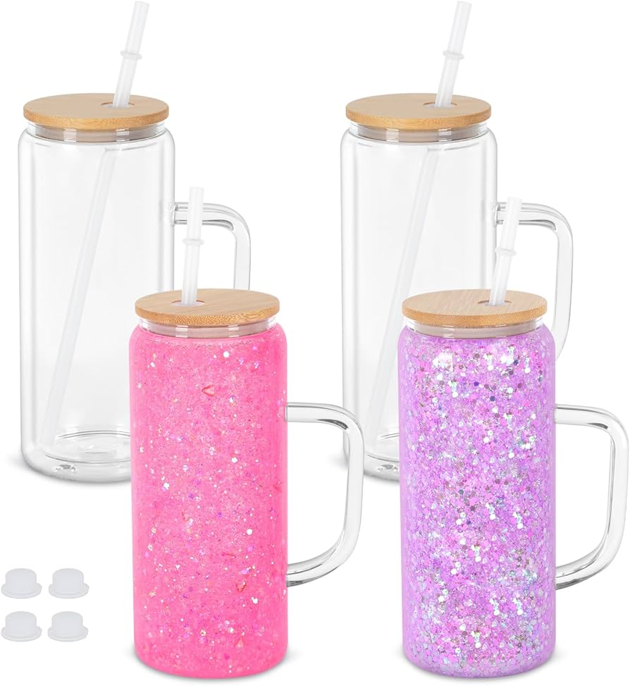 20oz Glass Snow Globe Tumbler with Handle