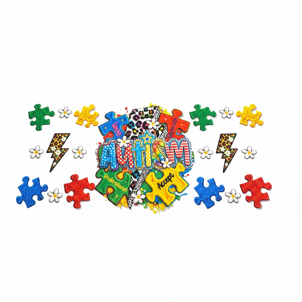 Autism Awareness UVDTF Wrap - White Background