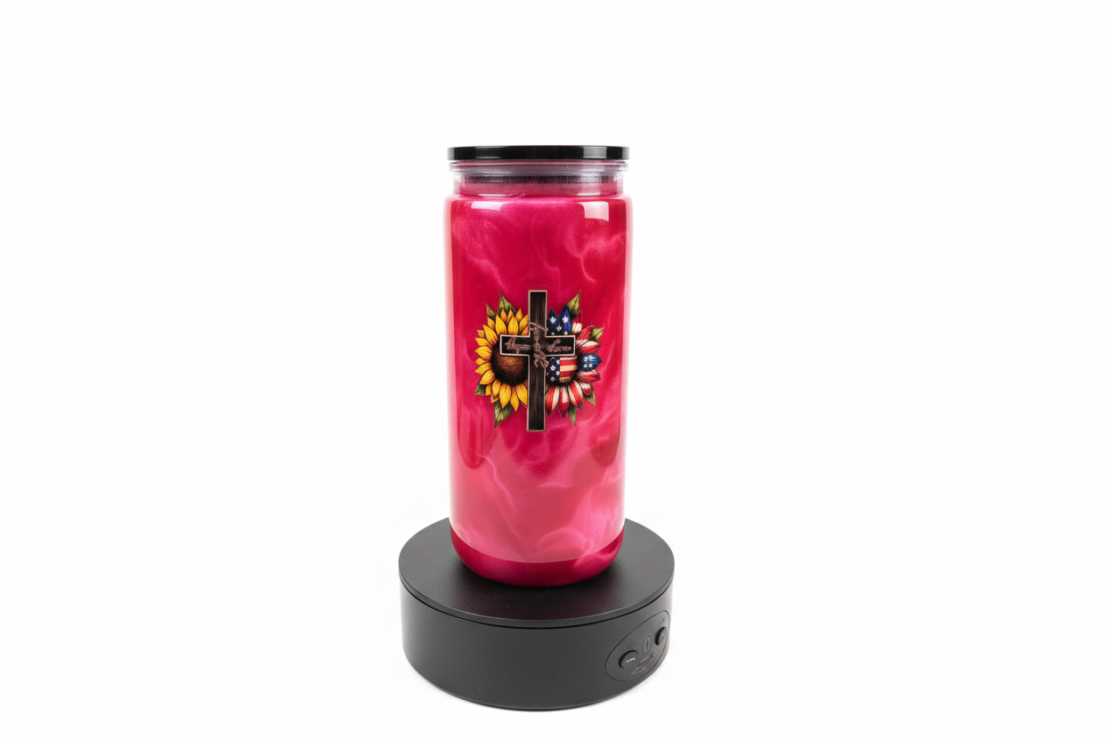 Red Cross Sunflower Tumbler with White Background