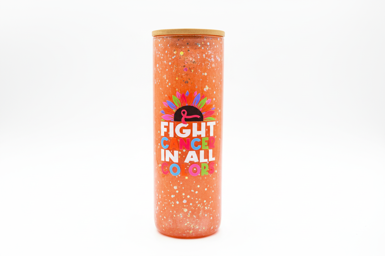 25oz Glass Orange Galaxy on White Background