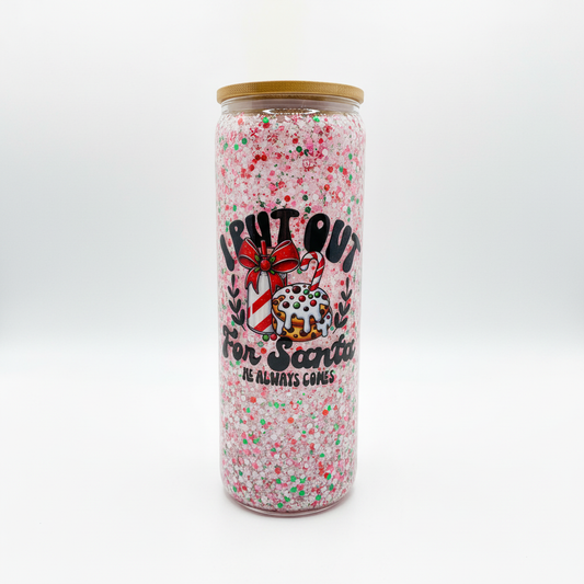 25oz Glass Premade Santa Cup