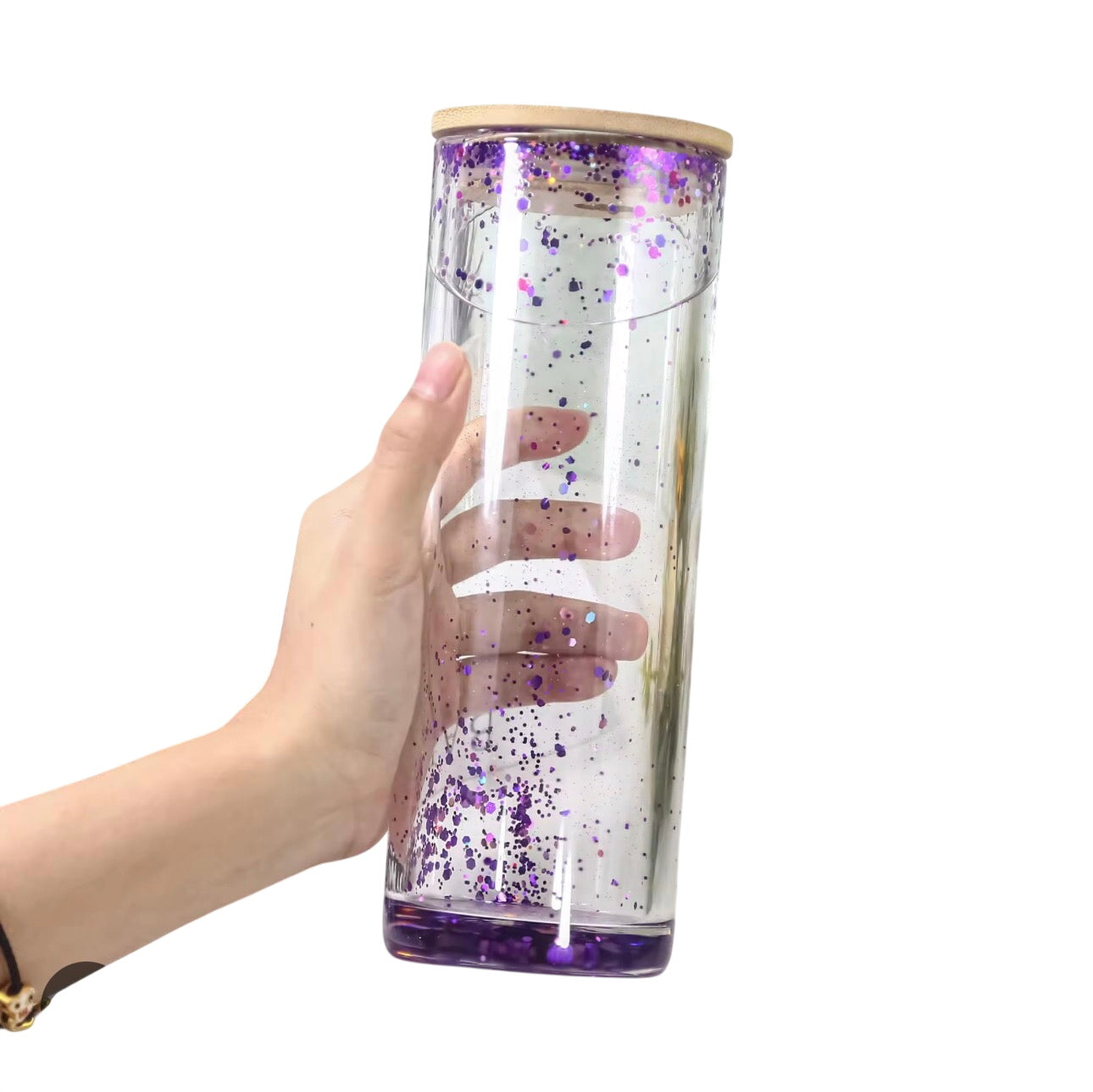 25oz Glass Snow Globe Cup with Bamboo Lid